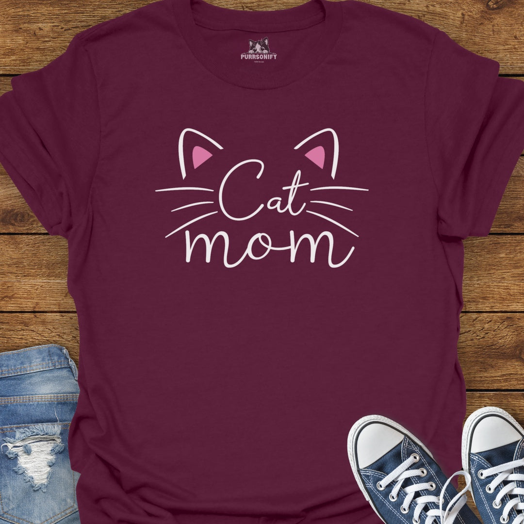 Cat Mom Ears and Whiskers T-Shirt