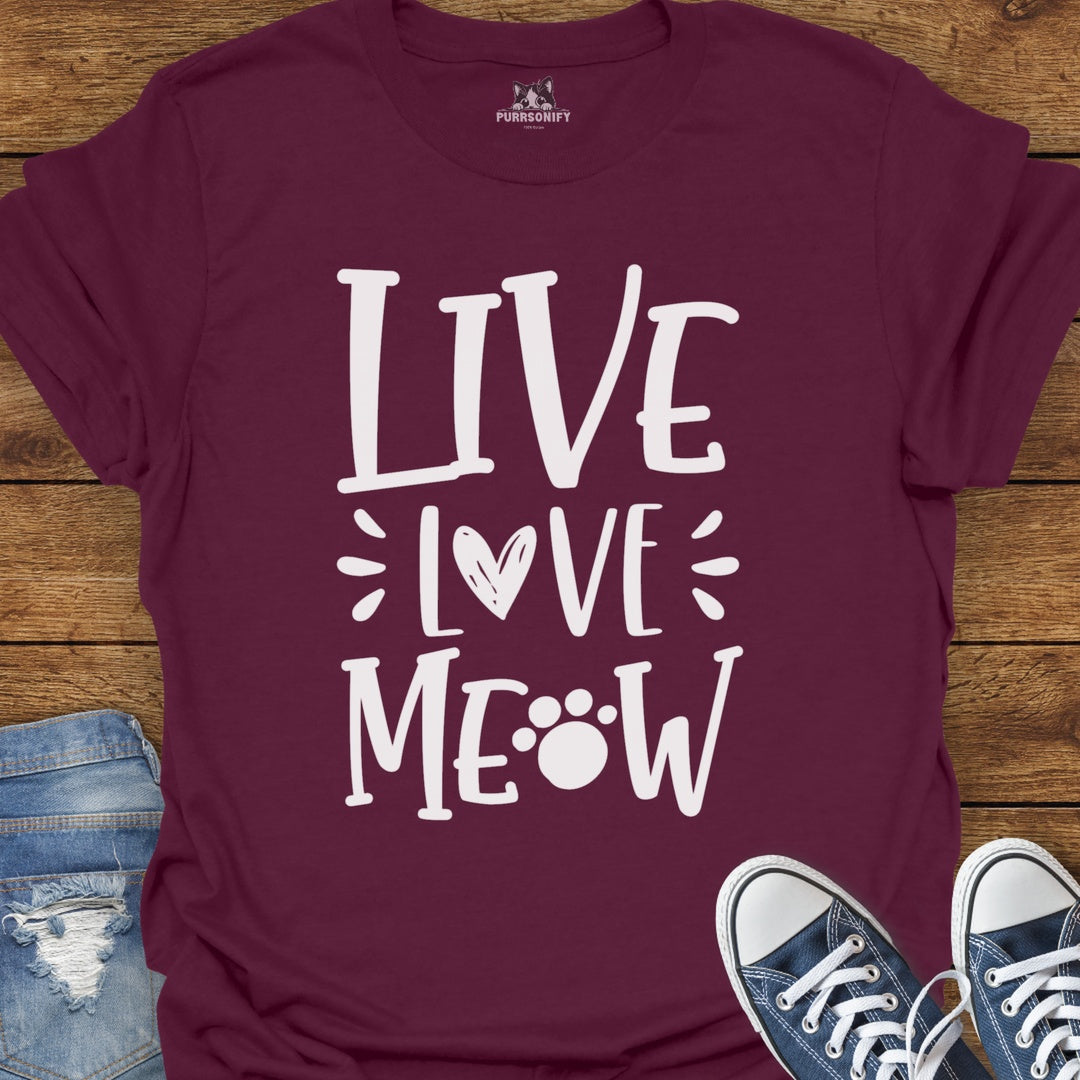 Live Love Meow Cat T-Shirt