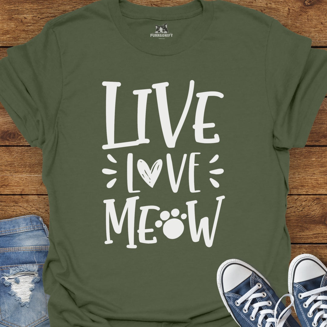 Live Love Meow Cat T-Shirt