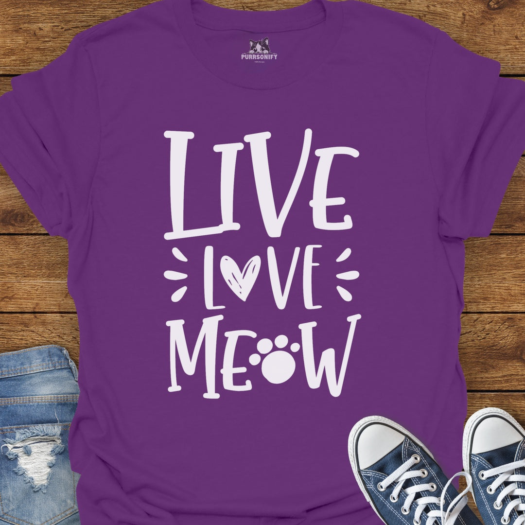 Live Love Meow Cat T-Shirt