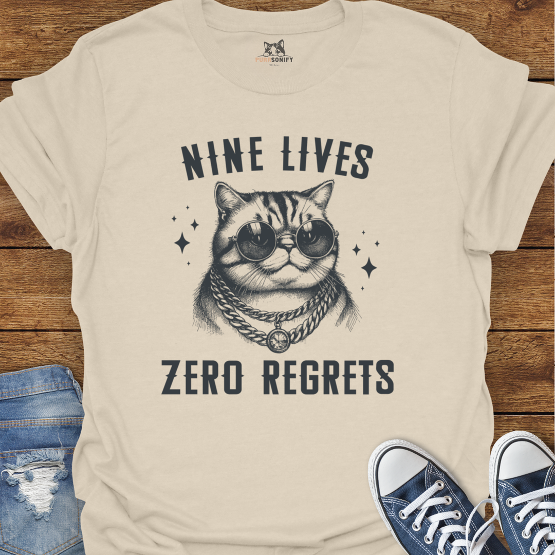 Nine Lives, Zero Regrets Cat T-Shirt