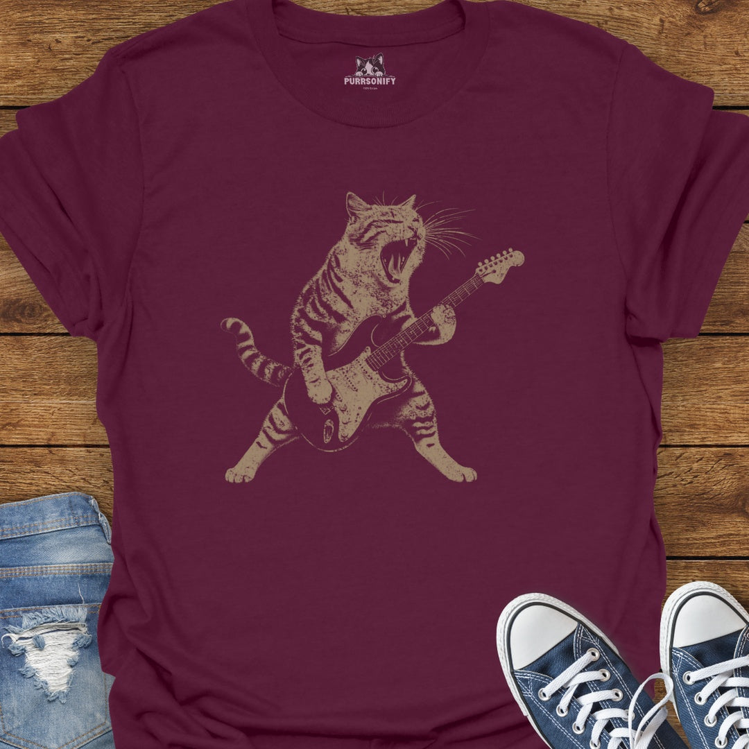 Rock Guitar Cat T-Shirt