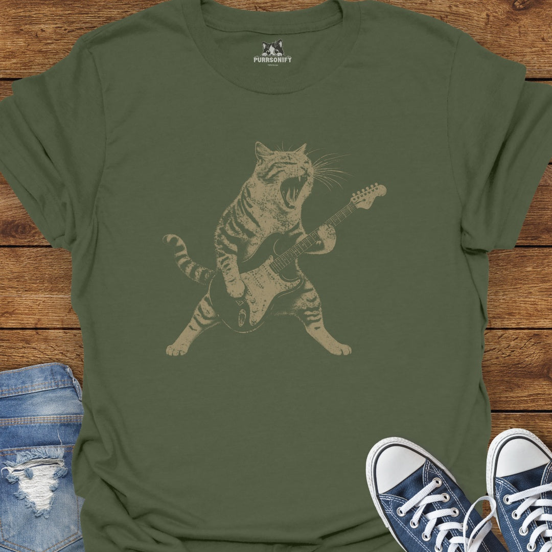 Rock Guitar Cat T-Shirt