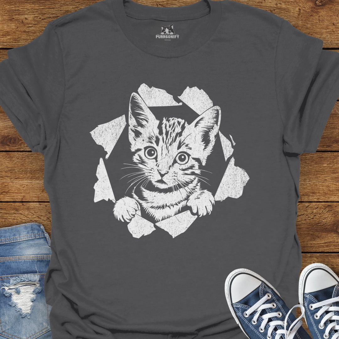 Cat Tearing Through T-Shirt