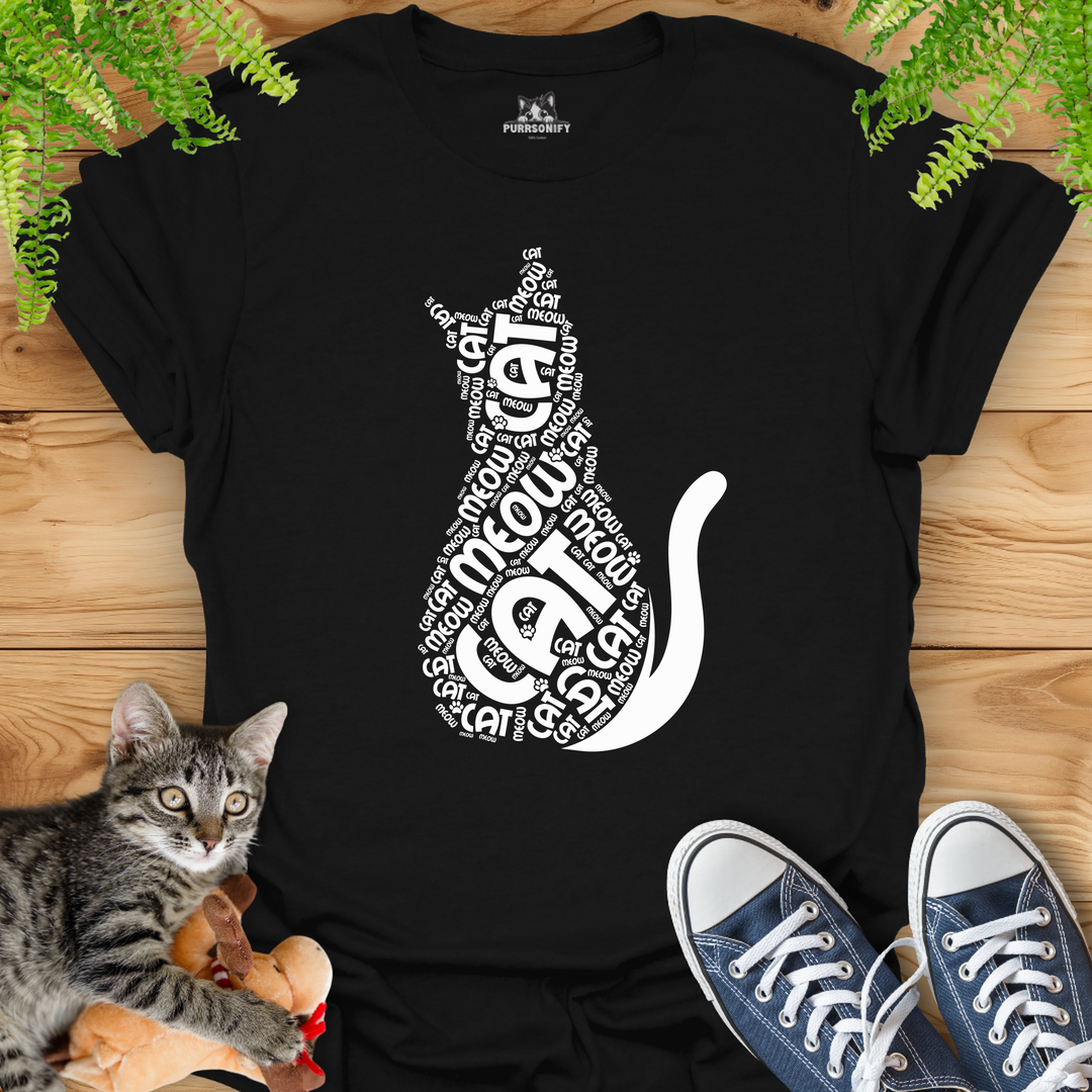 Cat Meow Word Art T-Shirt