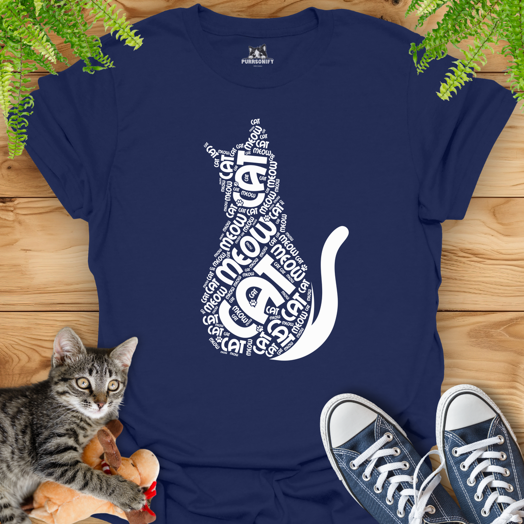 Cat Meow Word Art T-Shirt