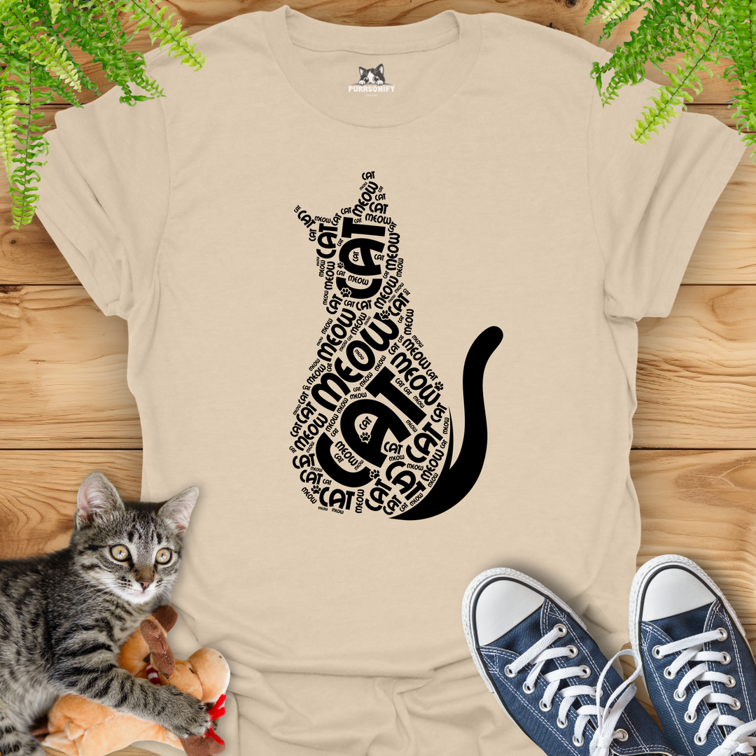 Cat Meow Word Art T-Shirt