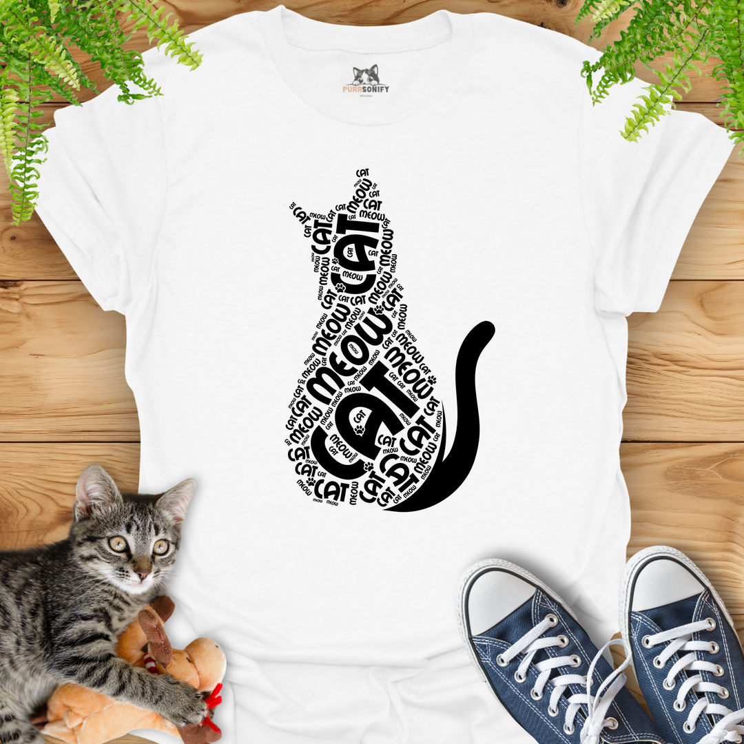 Cat Meow Word Art T-Shirt