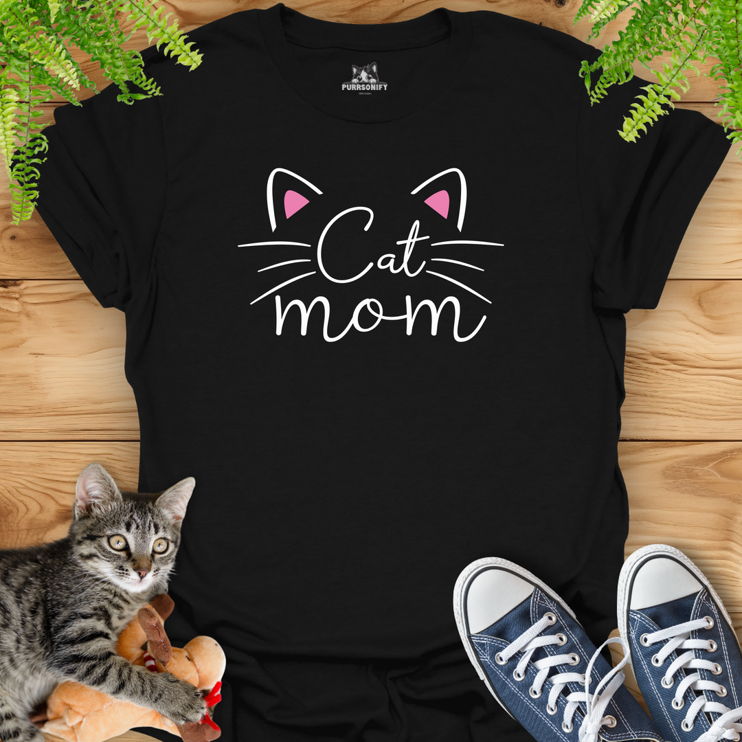 Cat Mom Ears and Whiskers T-Shirt