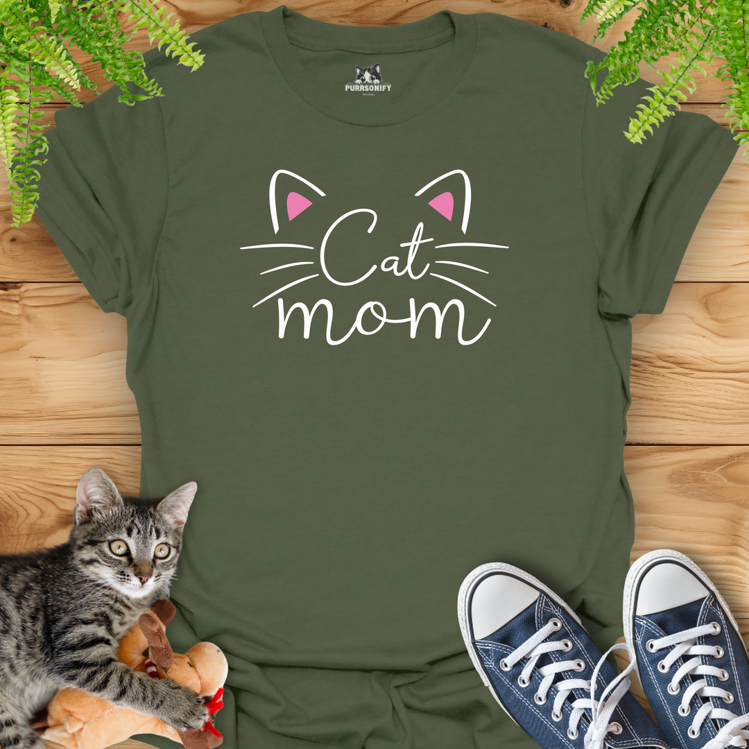 Cat Mom Ears and Whiskers T-Shirt