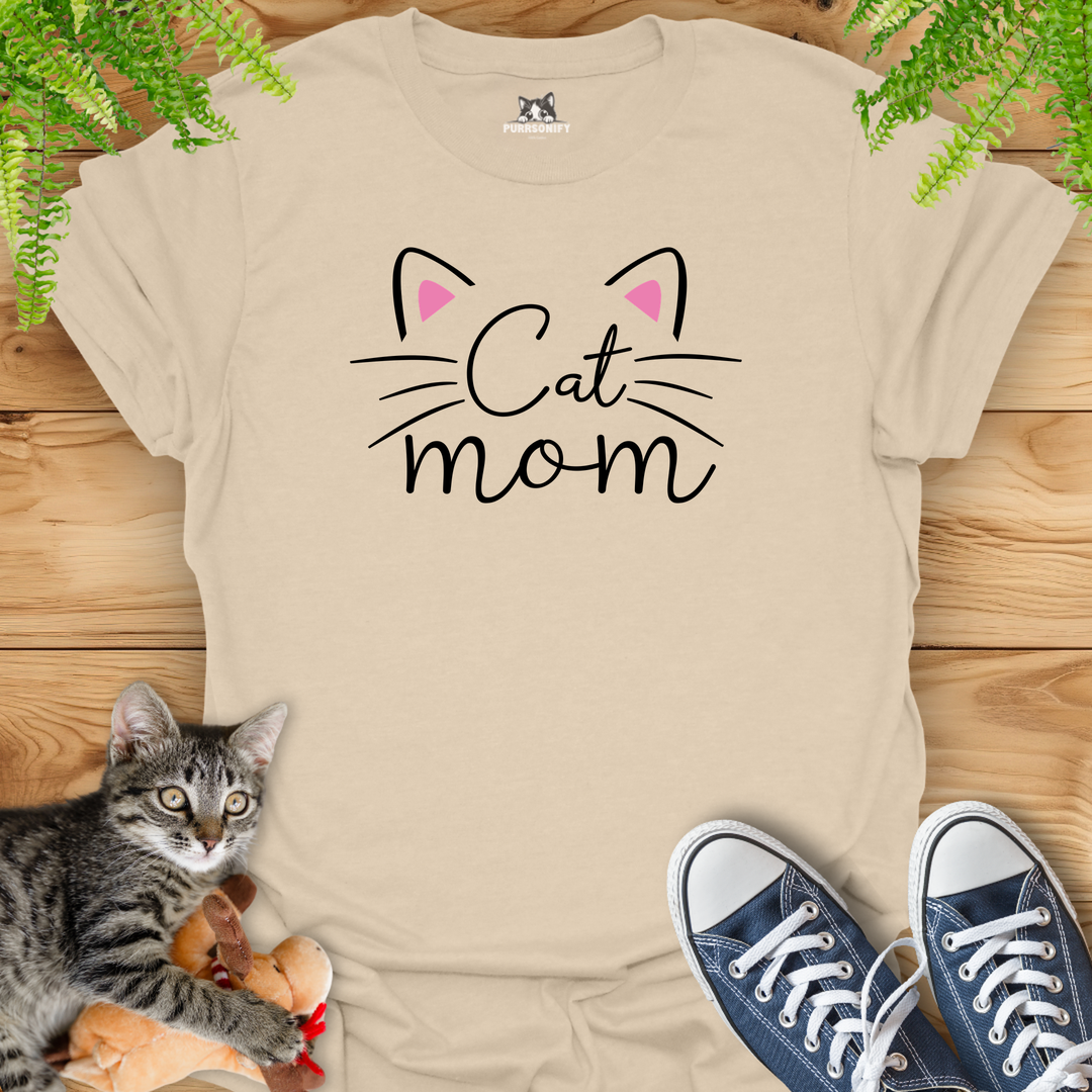 Cat Mom Ears and Whiskers T-Shirt