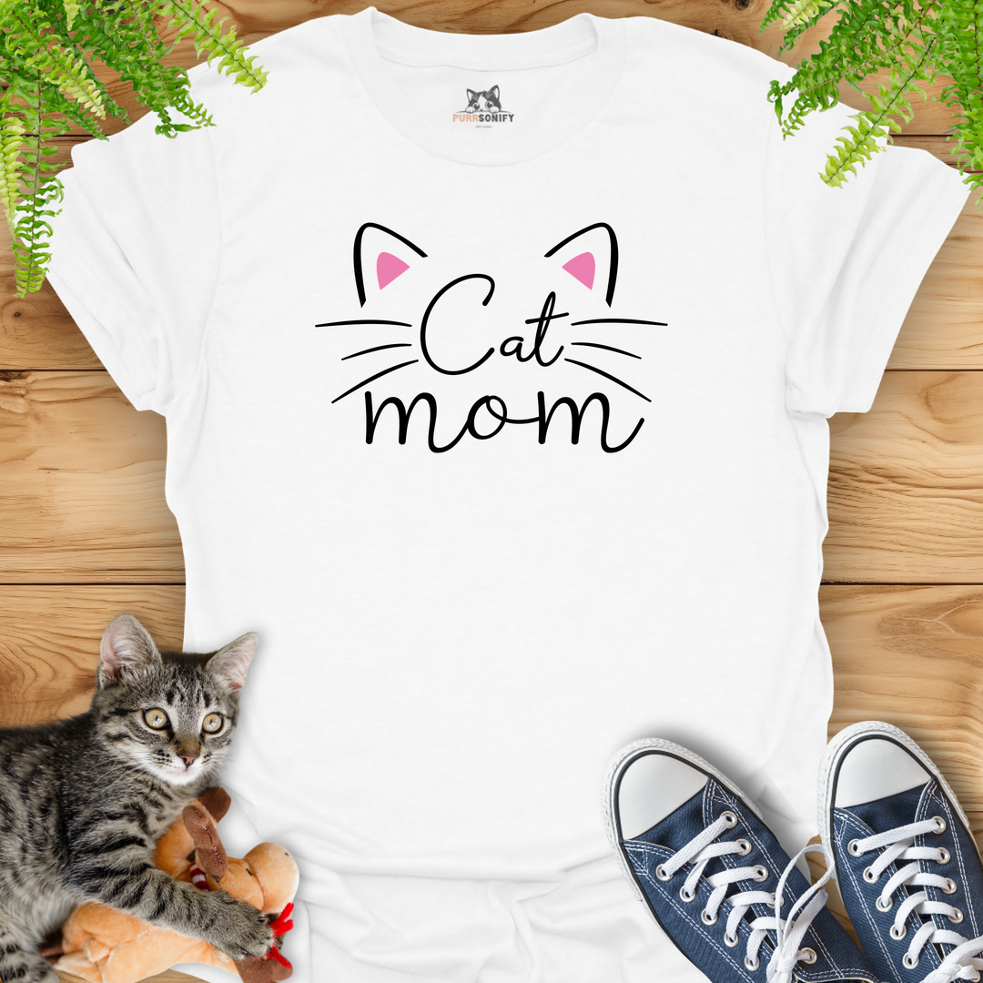 Cat Mom Ears and Whiskers T-Shirt