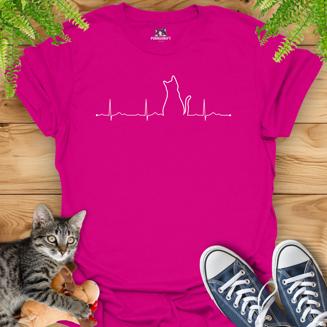 Heartbeat Cat Rhythm T-Shirt