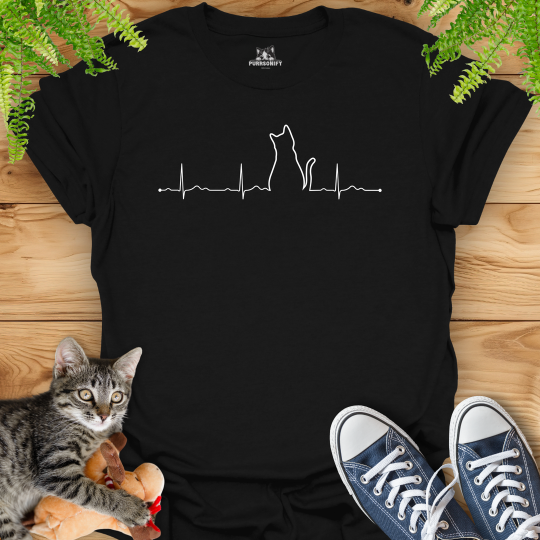 Heartbeat Cat Rhythm T-Shirt