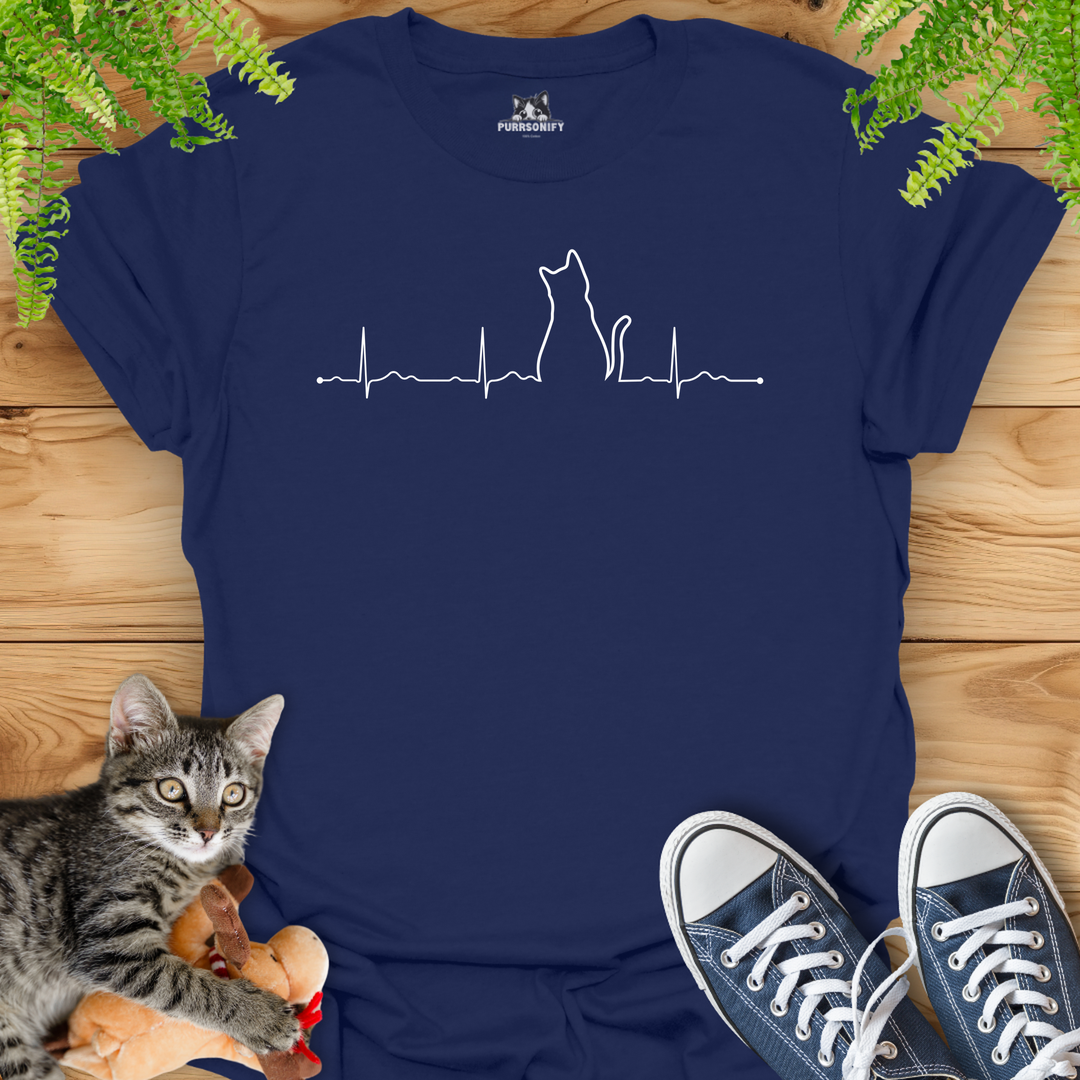 Heartbeat Cat Rhythm T-Shirt