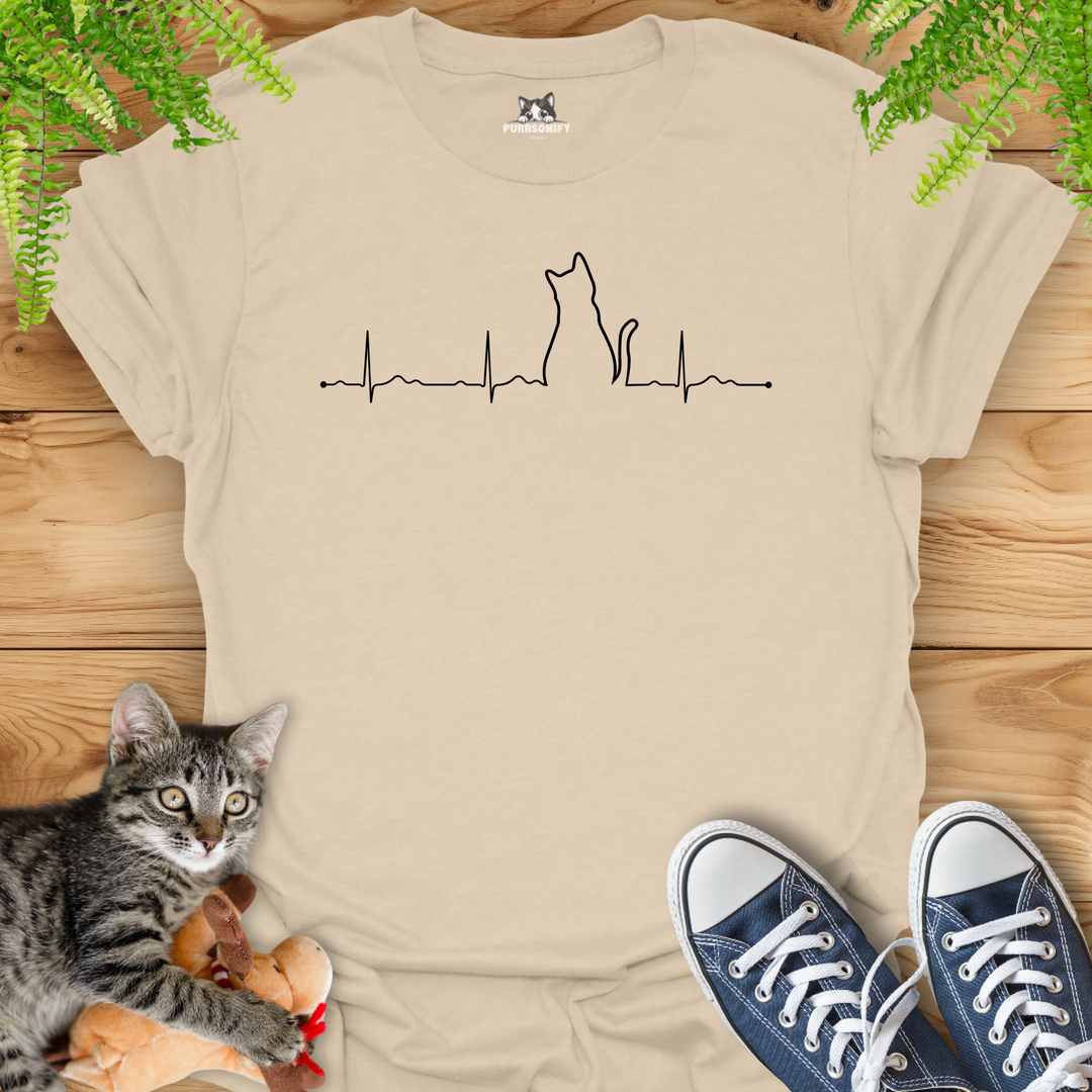 Heartbeat Cat Rhythm T-Shirt