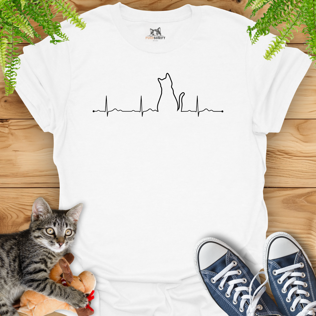 Heartbeat Cat Rhythm T-Shirt