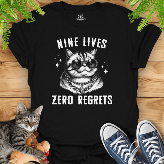 Nine Lives, Zero Regrets Cat T-Shirt