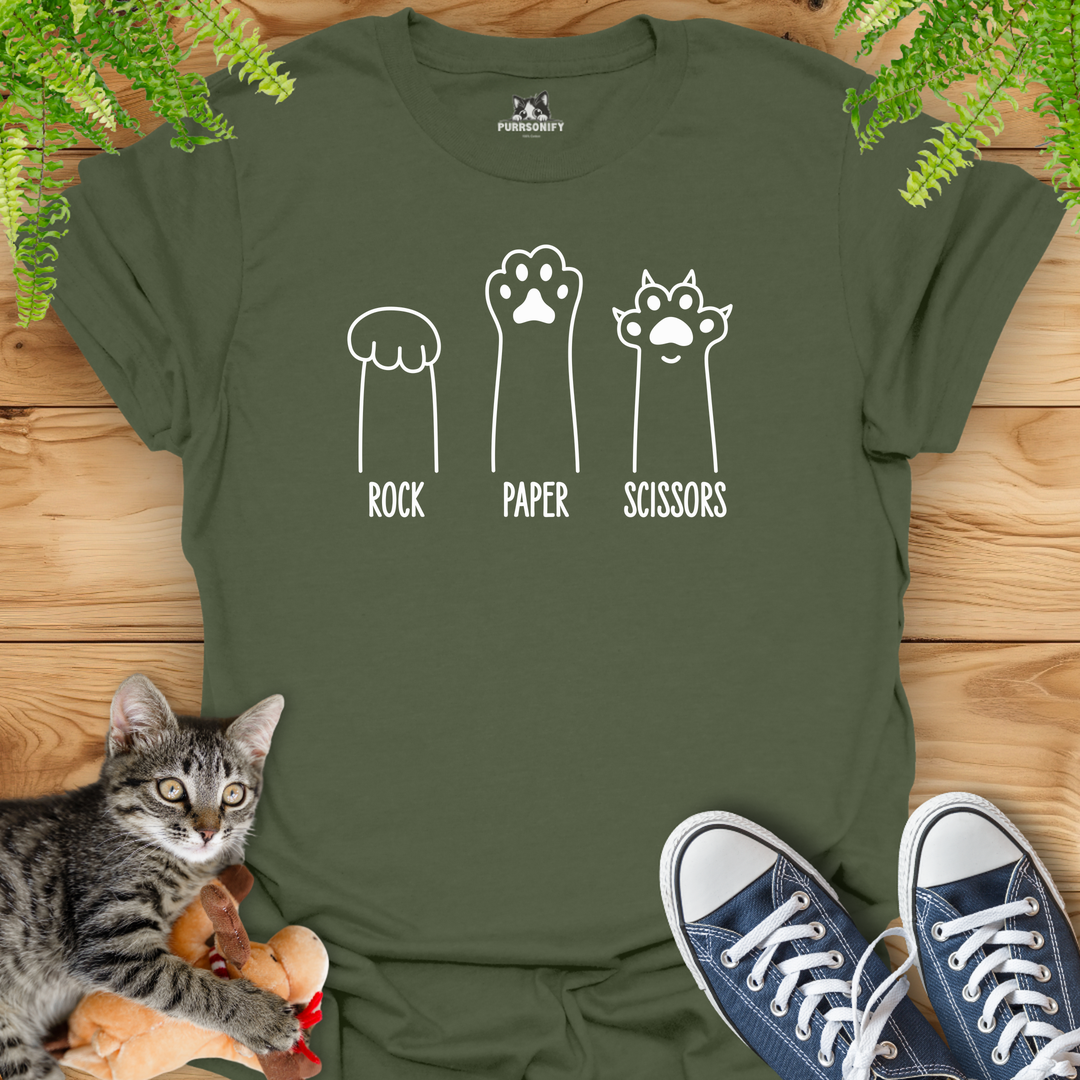 Rock Paper Scissors Cat Paws T-Shirt