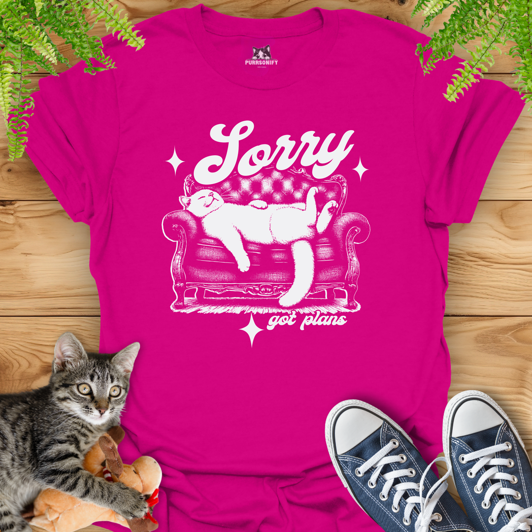 Sorry Got Plans Couch Cat T-Shirt