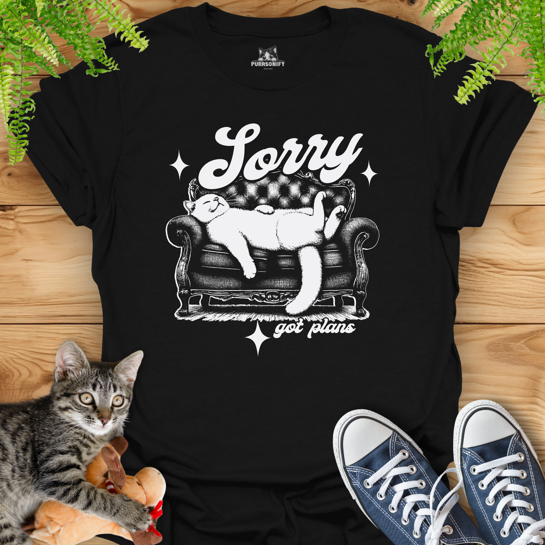 Sorry Got Plans Couch Cat T-Shirt