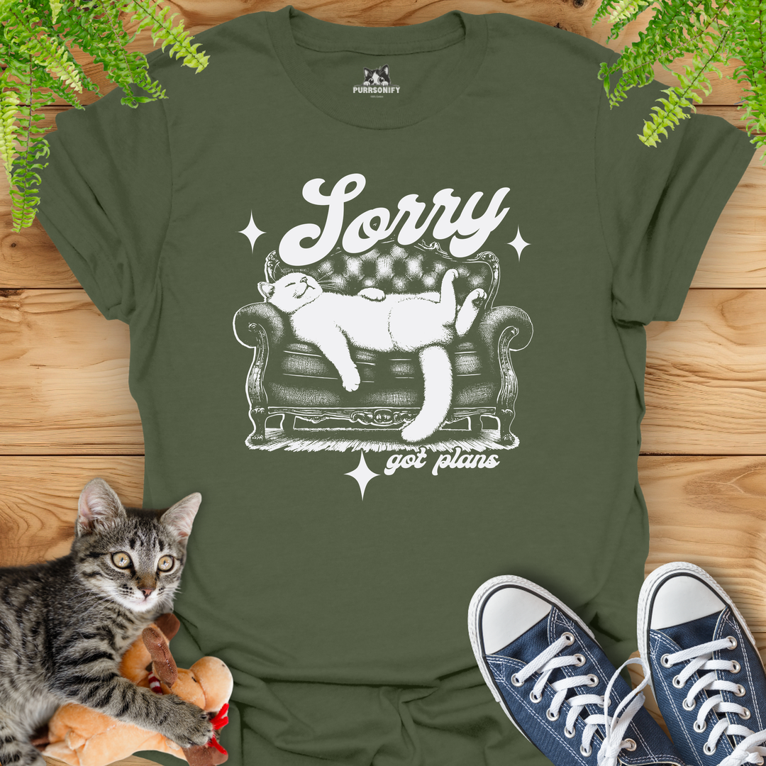 Sorry Got Plans Couch Cat T-Shirt