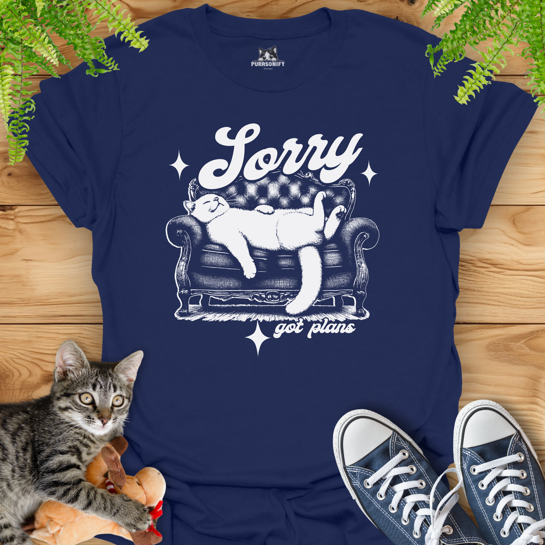 Sorry Got Plans Couch Cat T-Shirt