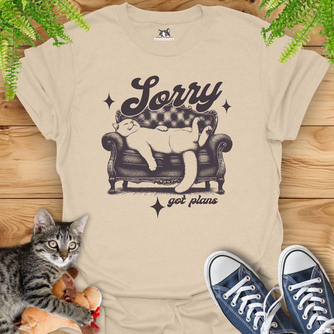 Sorry Got Plans Couch Cat T-Shirt