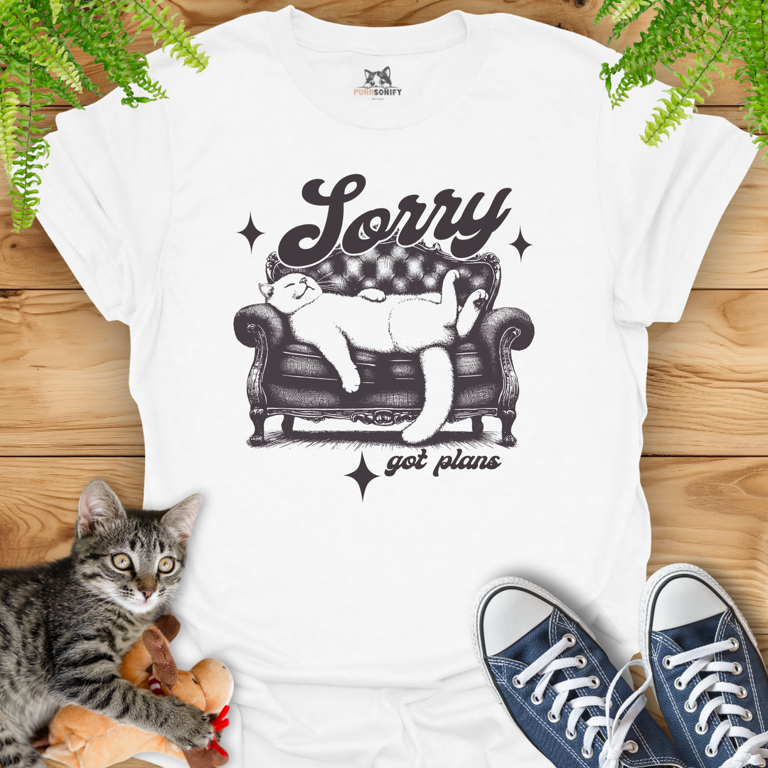 Sorry Got Plans Couch Cat T-Shirt