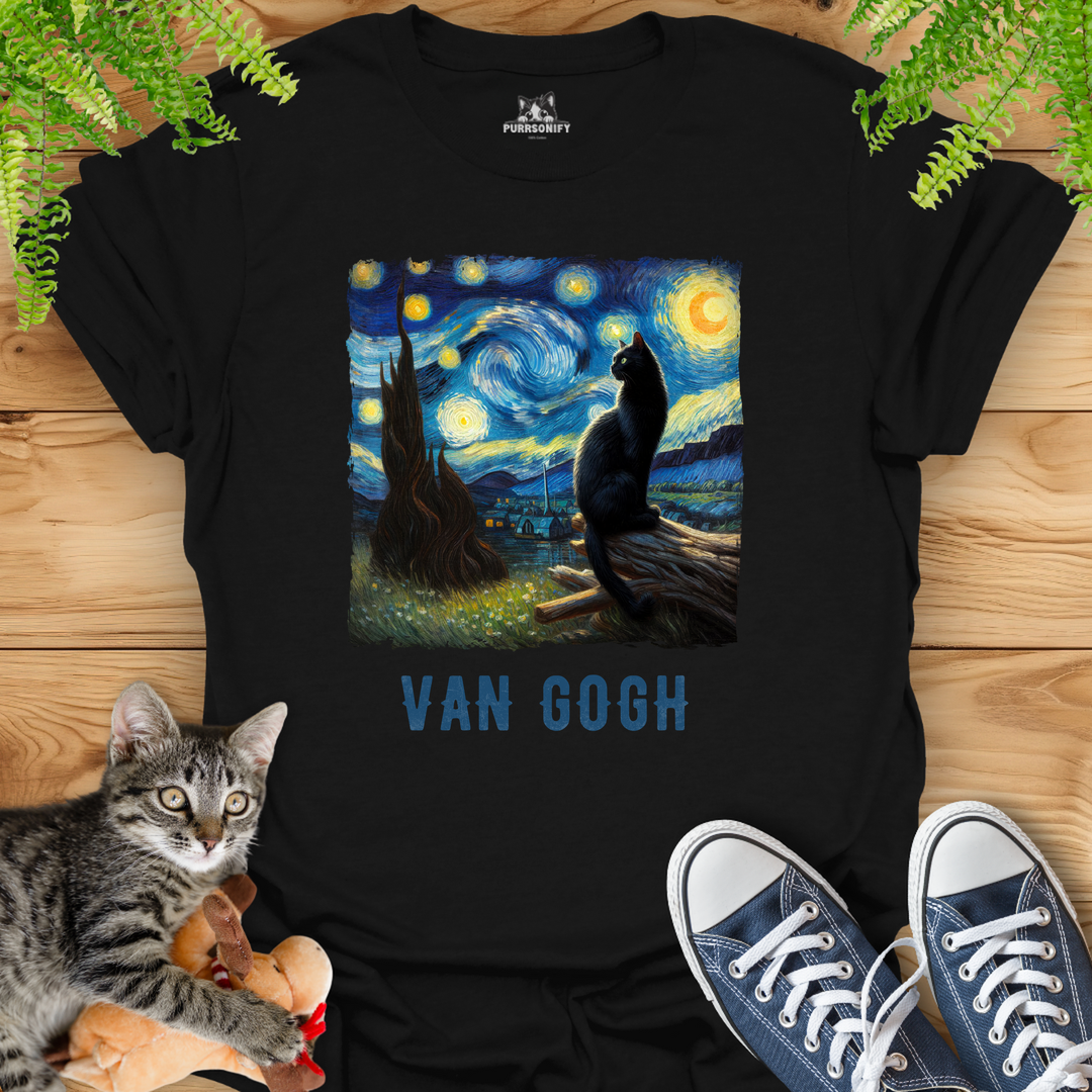 Starry Night Cat by van Gogh T-Shirt