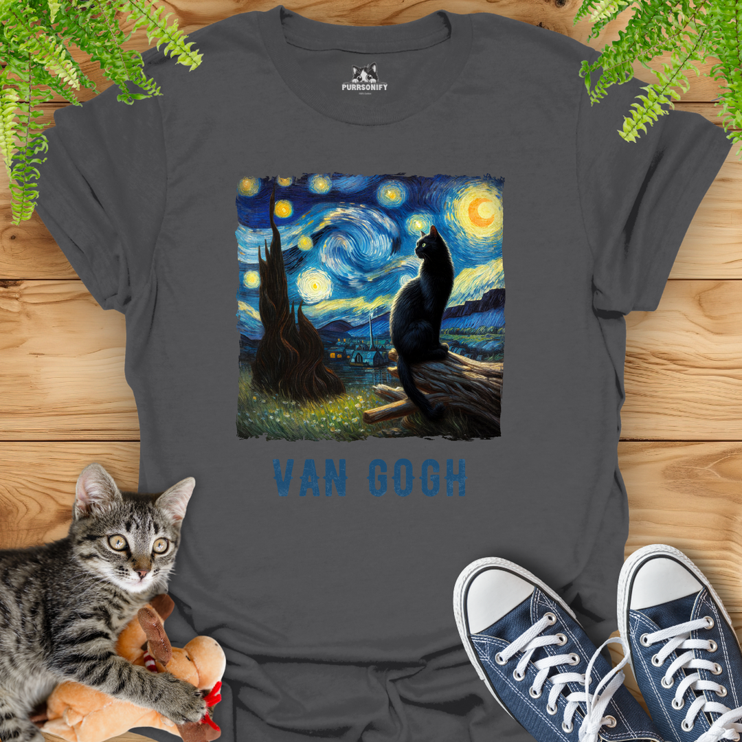 Starry Night Cat by van Gogh T-Shirt