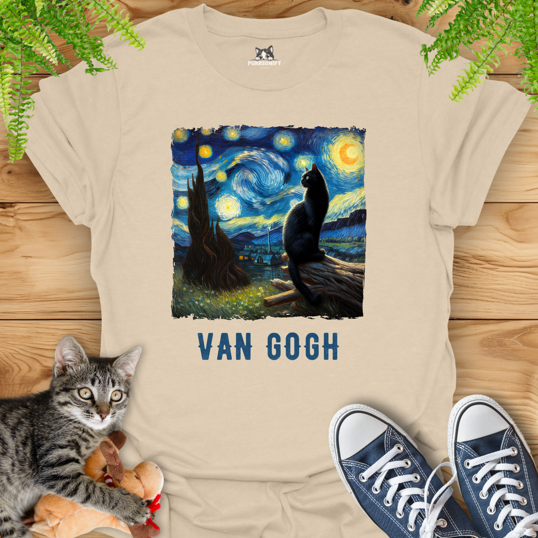 Starry Night Cat by van Gogh T-Shirt