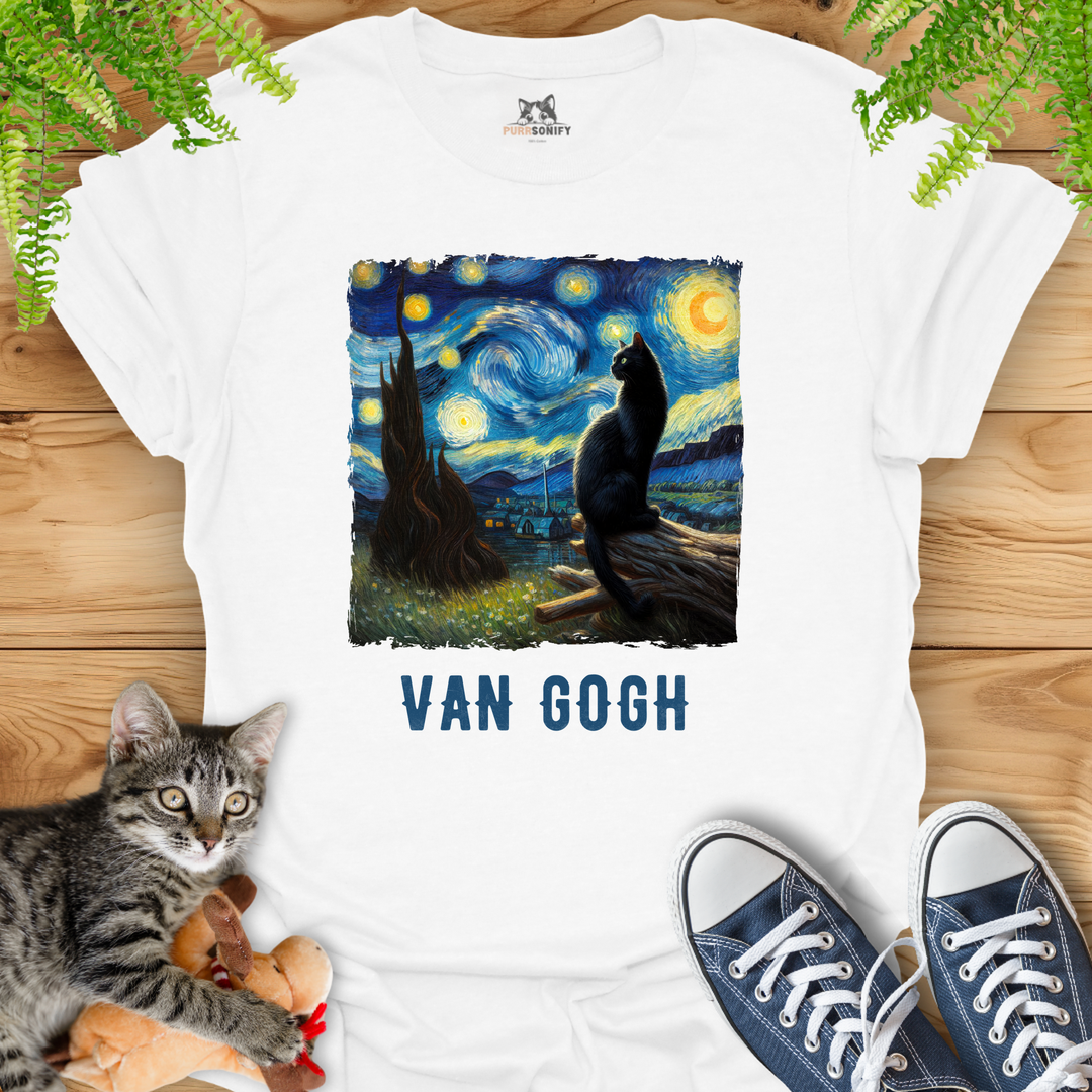 Starry Night Cat by van Gogh T-Shirt