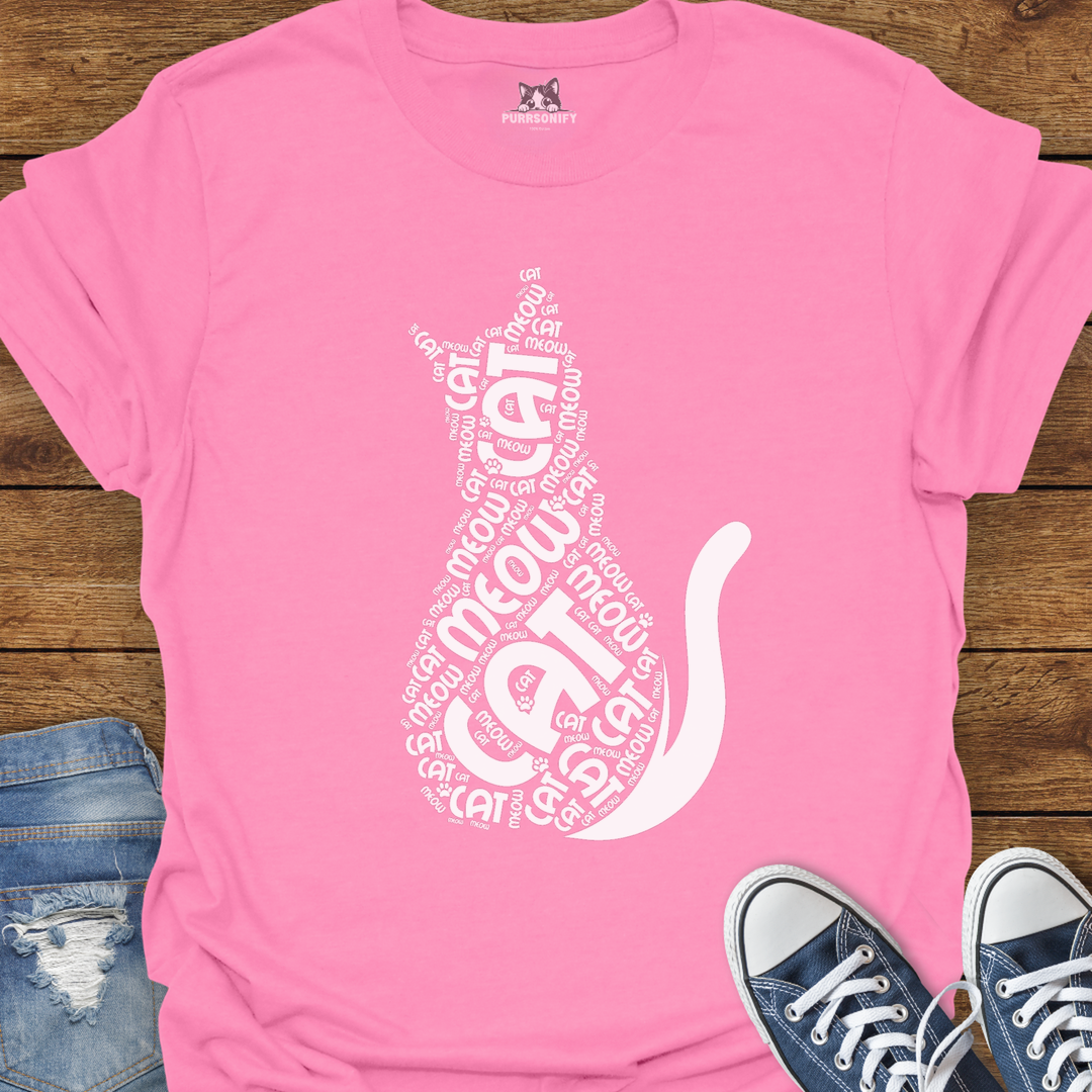 Cat Meow Word Art T-Shirt