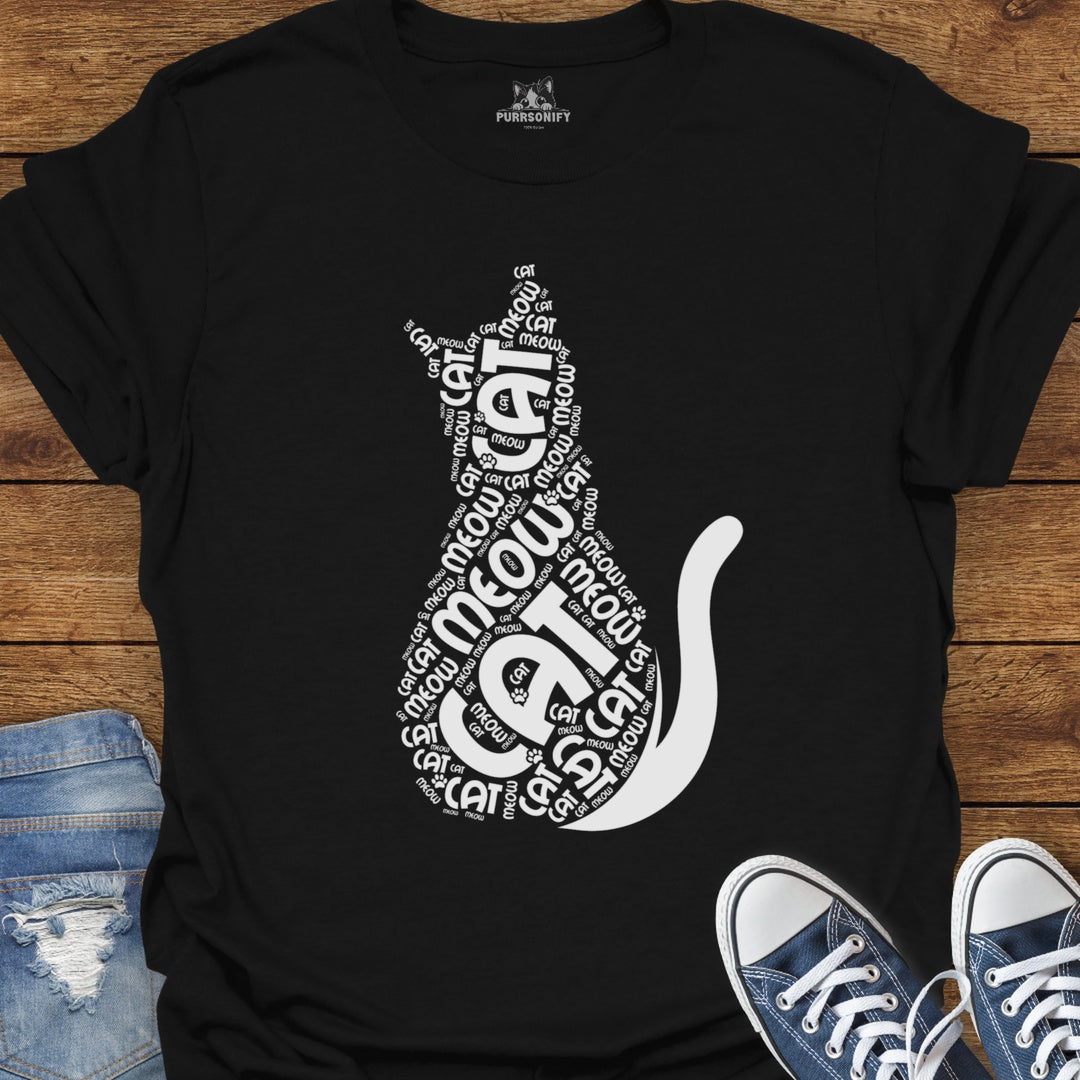 Cat Meow Word Art T-Shirt