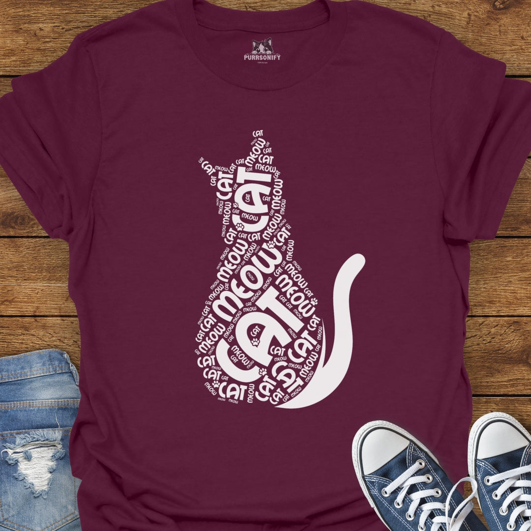 Cat Meow Word Art T-Shirt