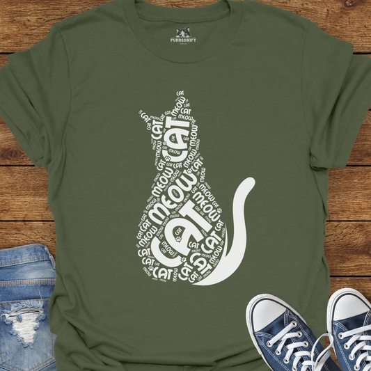 Cat Meow Word Art T-Shirt
