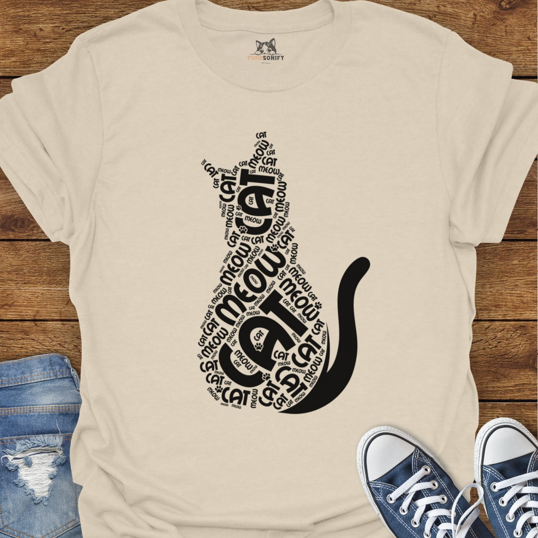 Cat Meow Word Art T-Shirt