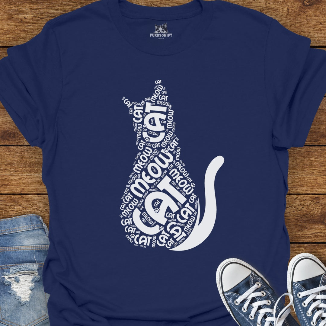 Cat Meow Word Art T-Shirt