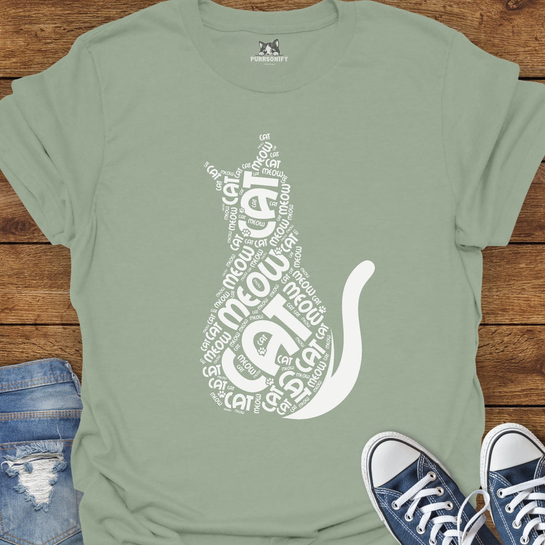 Cat Meow Word Art T-Shirt