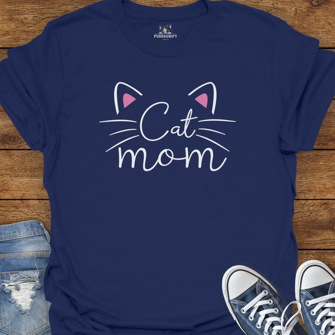 Cat Mom Ears and Whiskers T-Shirt