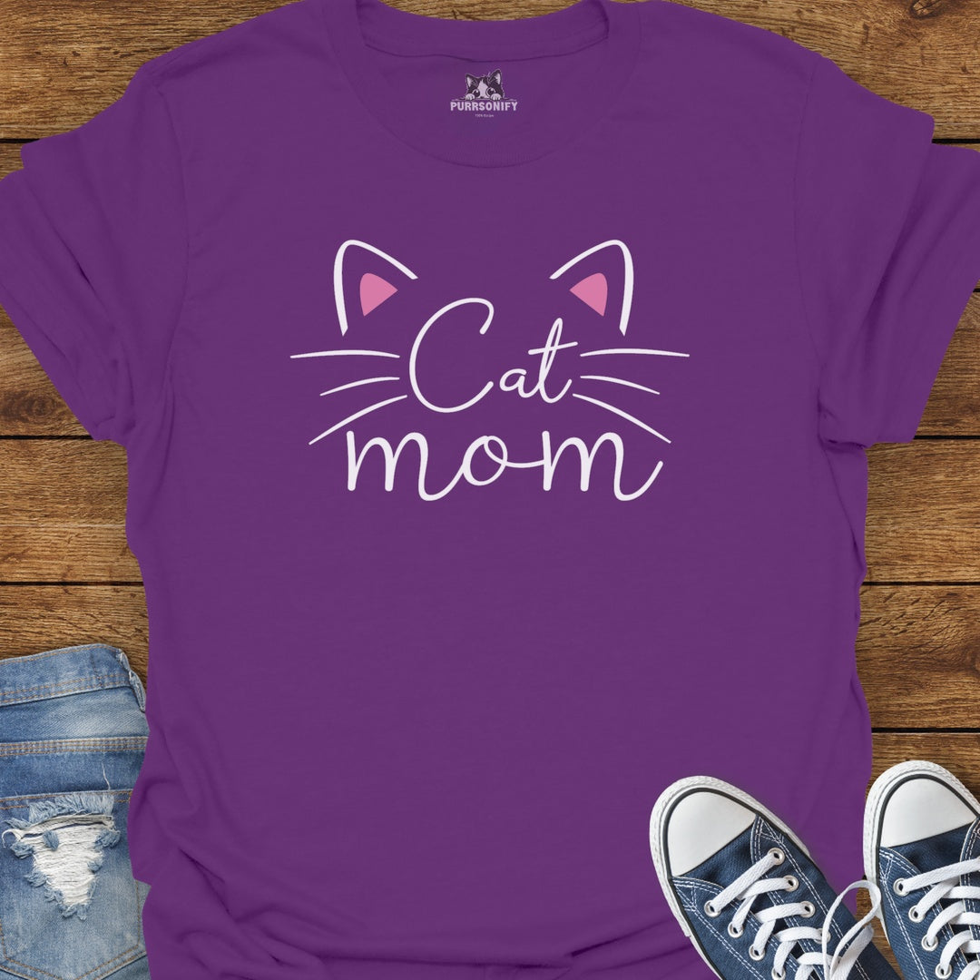 Cat Mom Ears and Whiskers T-Shirt