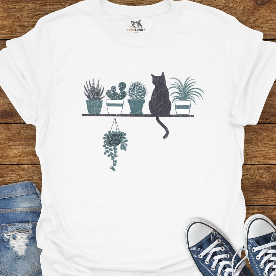 Plant Shelf Cat T-Shirt