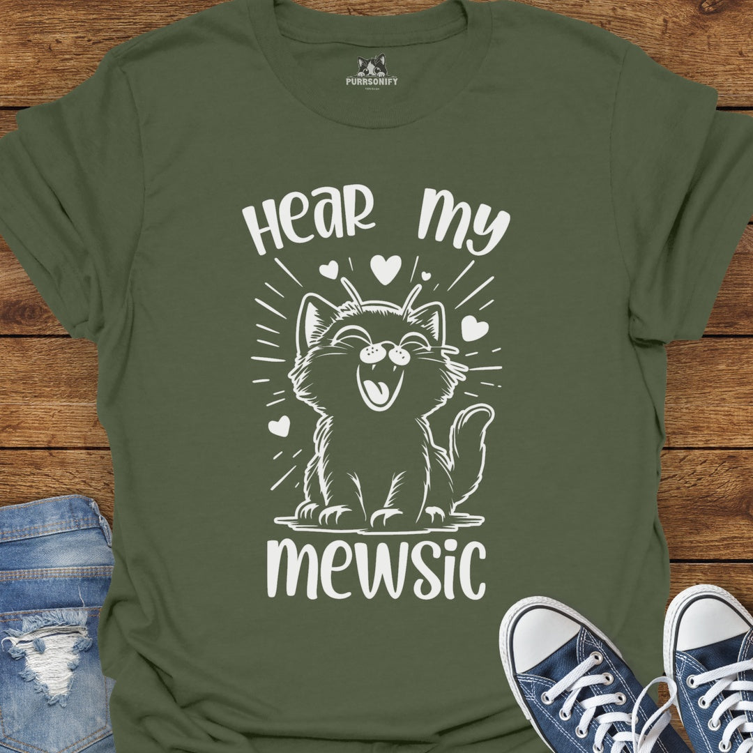 Hear my Mewsic Cat T-Shirt