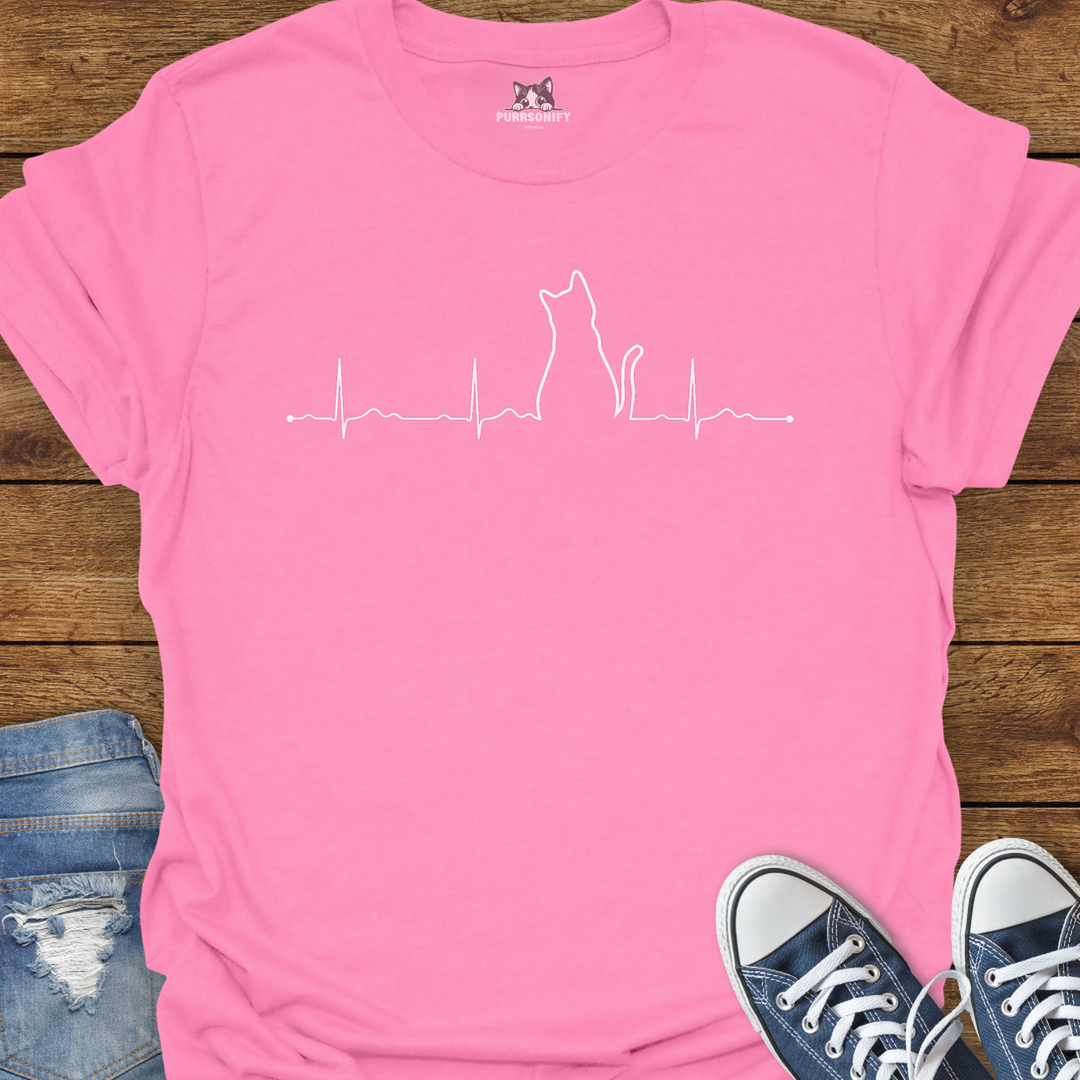 Heartbeat Cat Rhythm T-Shirt