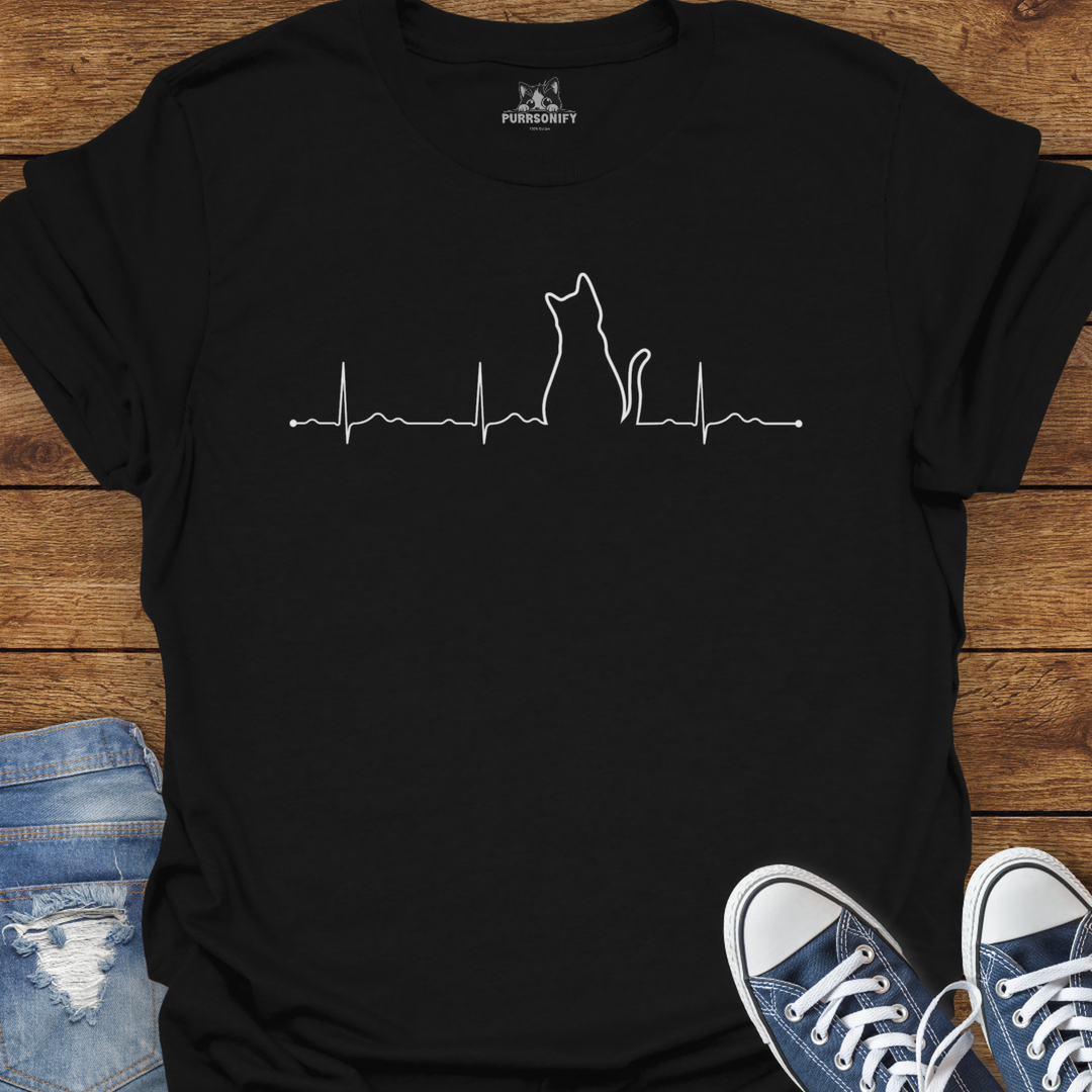 Heartbeat Cat Rhythm T-Shirt