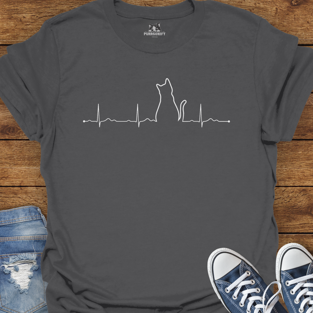 Heartbeat Cat Rhythm T-Shirt