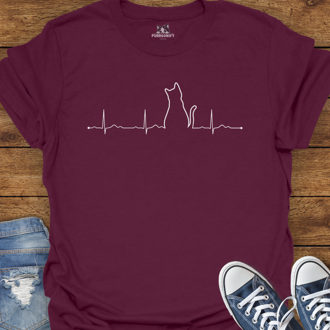 Heartbeat Cat Rhythm T-Shirt