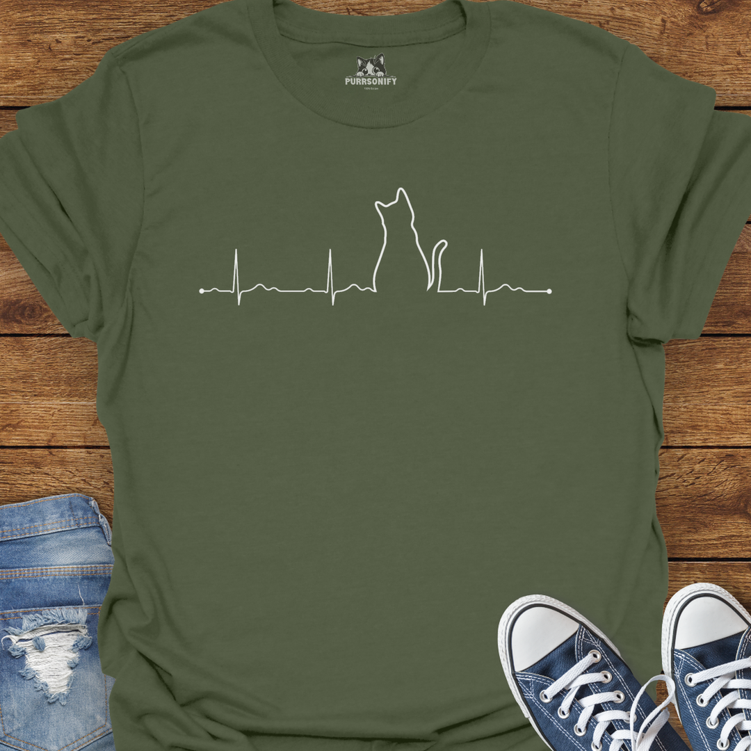Heartbeat Cat Rhythm T-Shirt