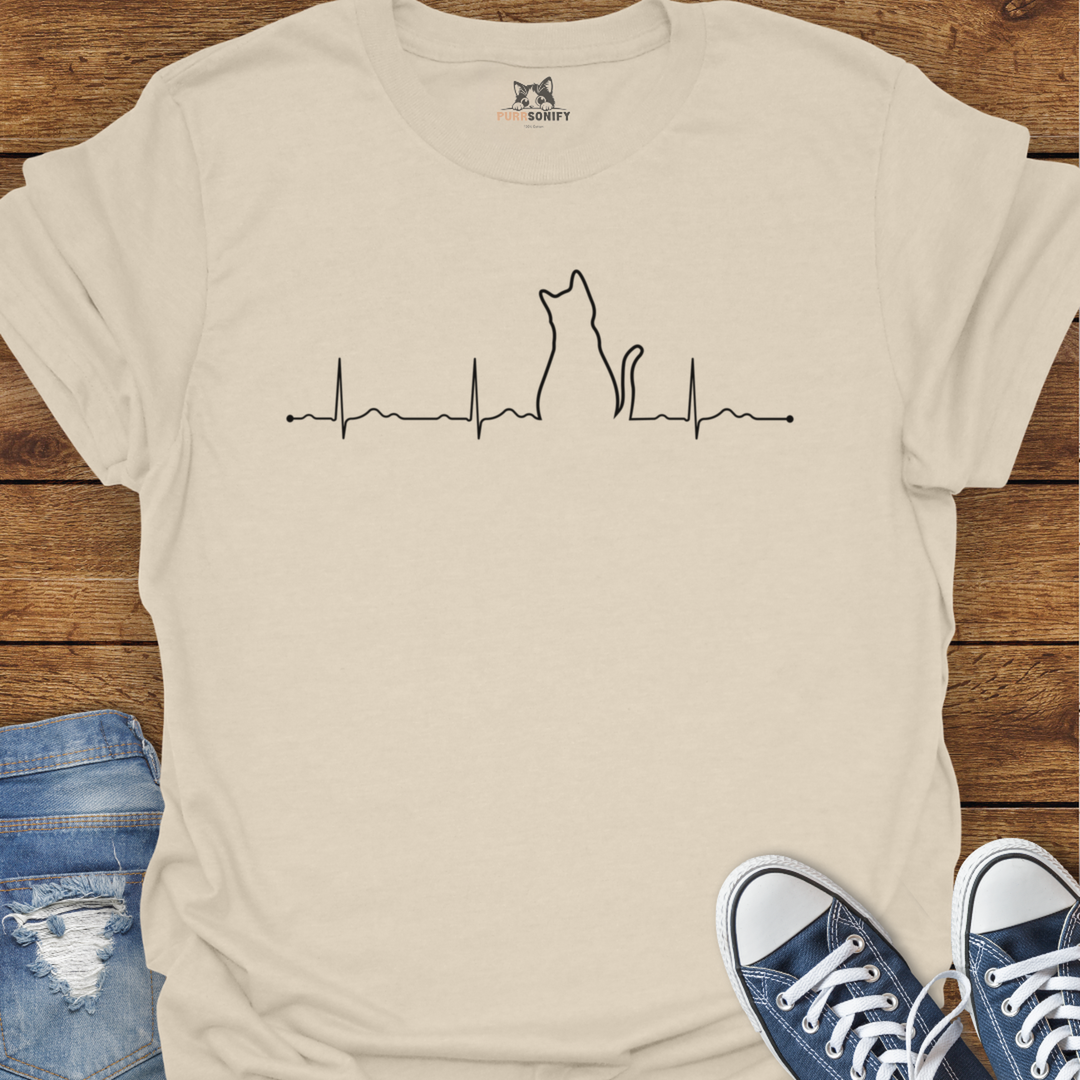 Heartbeat Cat Rhythm T-Shirt